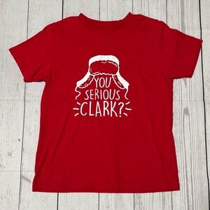 Christmas Vacation You Serious Clark? youth kids L 10/12 red short sleeve tshirt